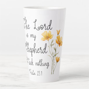 Caneca De Café Latte Salmo 23:1 O Senhor é meu Pastor Flor Amarelo