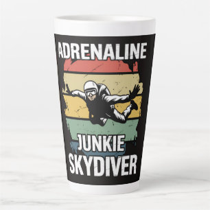 Caneca De Café Latte Saltador de Paraquedas Viciado em Adrenalina