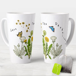 Caneca De Café Latte Salve o Design da natureza dos Dandelions