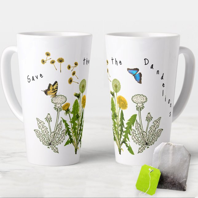 Caneca De Café Latte Salve o Design da natureza dos Dandelions (Criador carregado)
