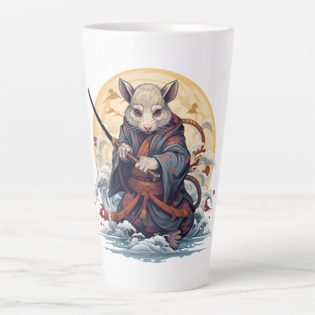 Caneca De Café Latte Samurai Rat  (Frente)