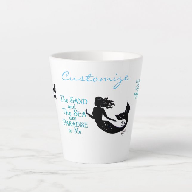 Caneca De Café Latte Sand Sea Beach Smermaid Thunder_Cove (Frente)
