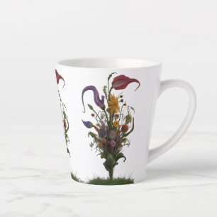 Caneca De Café Latte Sangue de Abstrato de Prado de Flor Selvagem - Peq