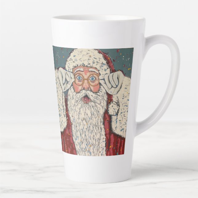 Caneca De Café Latte Santa Claus Surprised (Direita)