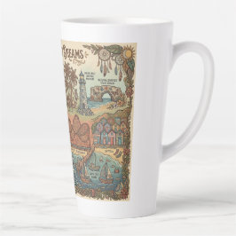 Caneca De Café Latte Santa Cruz California Dreams Map – Vibrant Coast