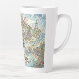 Caneca De Café Latte Santa Cruz California Illustrated Map Mythical