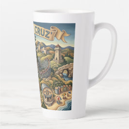 Caneca De Café Latte Santa Cruz California Illustrated Map UCSC Wharf