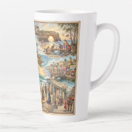 Caneca De Café Latte Santa Cruz Vibe Map – Cultural Coastal Art Print