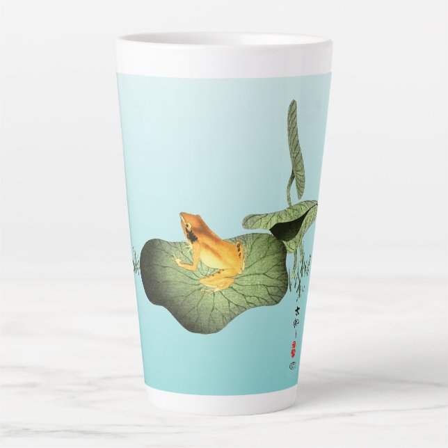 Caneca De Café Latte Sapo amarelo no Lotus Leaf (Frente)
