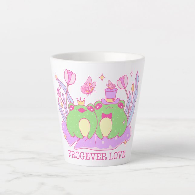 Caneca De Café Latte Sapo Bonito - Amor Frogever (Frente)