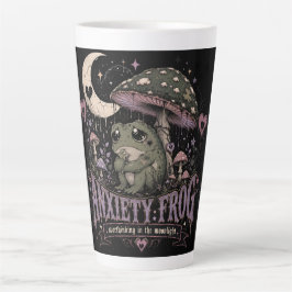 Caneca De Café Latte Sapo de Ansiedade Design Luar Pensativo