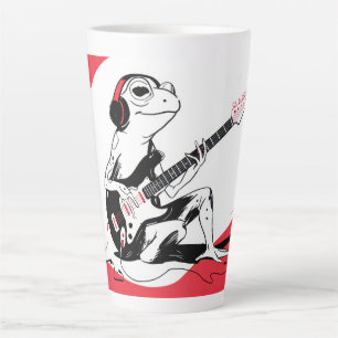 Caneca De Café Latte Sapo de Guitarra – Arte Animal de Música Legal