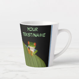 Caneca De Café Latte Sapo De Olhos Vermelhos. Texto Trava