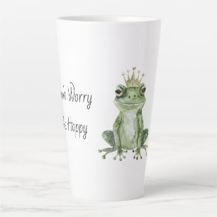 Caneca De Café Latte Sapo Não Se Preocupe Seja Alegre com Coroa