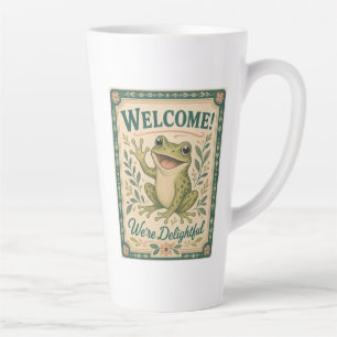 Caneca De Café Latte Sapo Retro Bem-vindo Somos Encantadores Arte Vinta