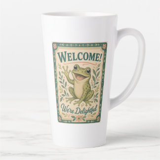 Caneca De Café Latte Sapo Retro Bem-vindo Somos Encantadores Arte Vinta