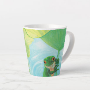 Caneca De Café Latte Sapo verde em Lily Pad