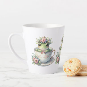 Caneca De Café Latte Sapo Whimsical em Floral Teacup