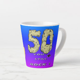 Caneca De Café Latte Sara 50º Aniversário Hearts Blue Purple Latte Mu
