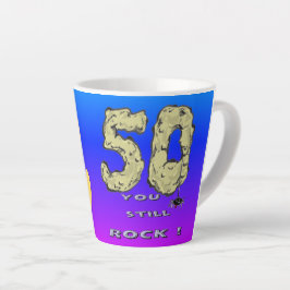 Caneca De Café Latte Sara 50º Aniversário Hearts Blue Purple Latte Mug