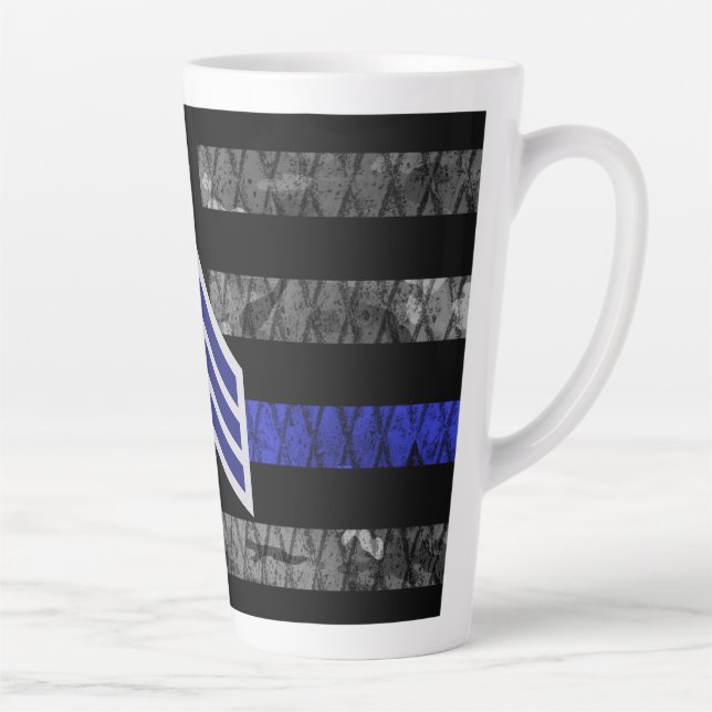 Caneca De Café Latte Sargento Stripes Thin Blue Line Sinalizador de Dis (Direita)