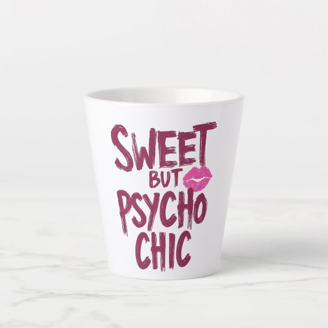 Caneca De Café Latte Sassy Girly Humor with Pink Lips (Frente)