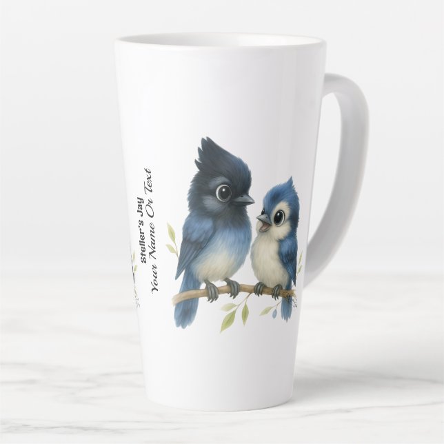 Caneca De Café Latte Sassy Steller's Jay (Ângulo direito)