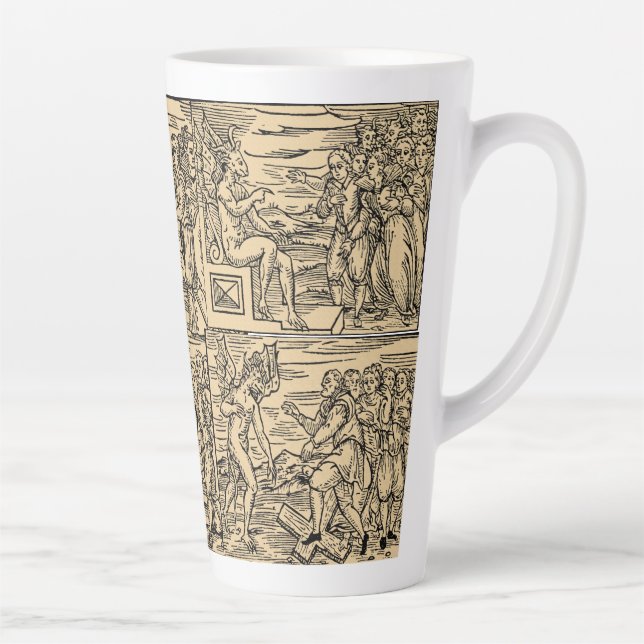 Caneca De Café Latte Satã e suas bruxas colhiam latte mug de 17oz (Direita)