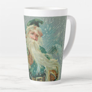 Caneca De Café Latte Saudações de Natal-Carta Postal Retro do Papai Noe