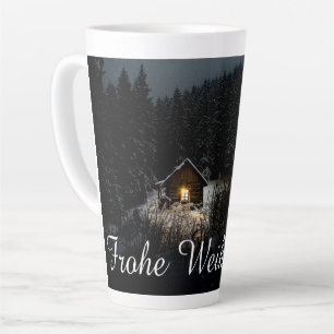 Caneca De Café Latte Saudações de Natal com Casa de Bruxa