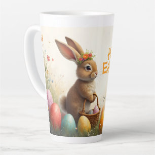 Caneca De Café Latte Saudações de Primavera do Coelho da Páscoa