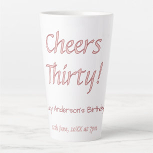 Caneca De Café Latte saúde trinta rosa marrom nome moderno aniversário