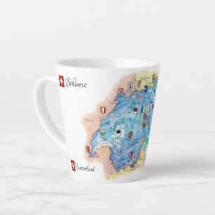 Caneca De Café Latte "Schweiz: 2021/heuta - 26 Kantone