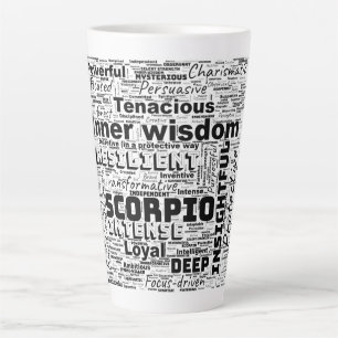 Caneca De Café Latte Scorpio Zodiac Word Cloud Inspiração
