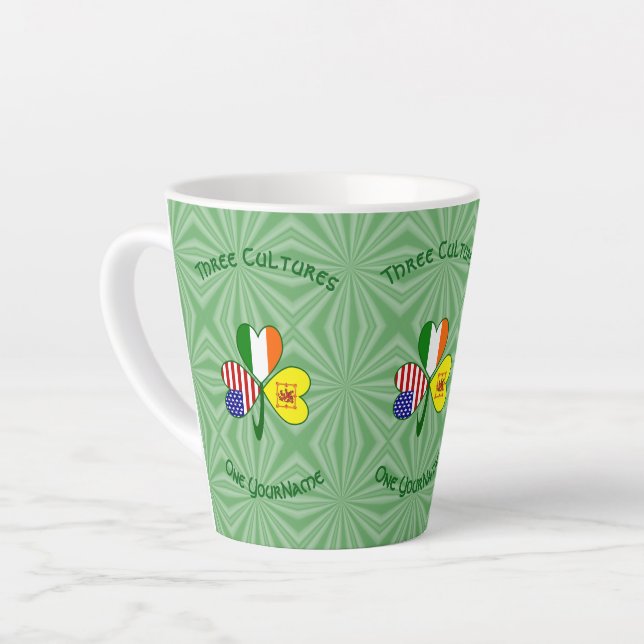 Caneca De Café Latte Scot Lion Irish USA Flags Shamrock Personalizado (Ângulo esquerdo)