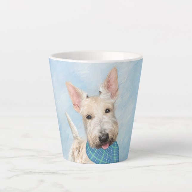 Caneca De Café Latte Scottish Terrier Wheaten Dog Painting (Frente)