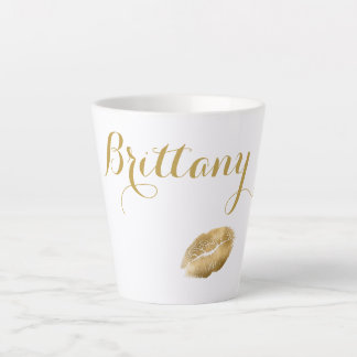 Caneca De Café Latte script de rico do Ouro Kisses