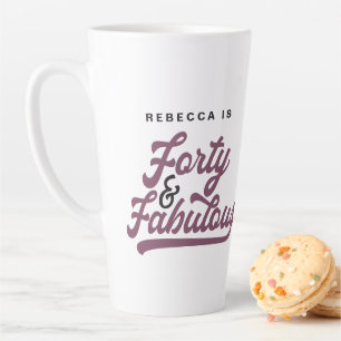 Caneca De Café Latte Script de vintage retrô de 40 anos e fabuloso