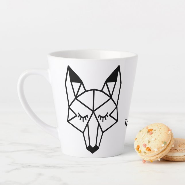 Caneca De Café Latte Script Fox Fox Fox Geométrico Moderno (In Situ)