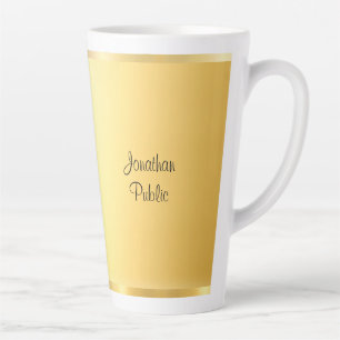 Caneca De Café Latte Script manuscrito Dourado de Faux elegante