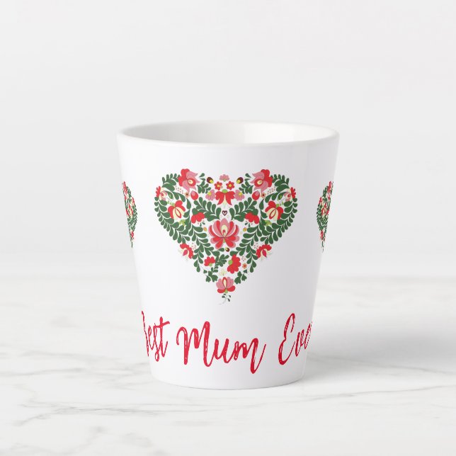 Caneca De Café Latte Script Personalizado da Melhor Mãe do Nunca (Frente)