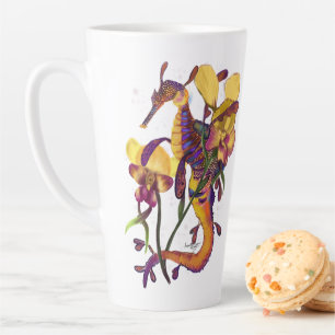 Caneca De Café Latte Seadrágonos com Orquídeas