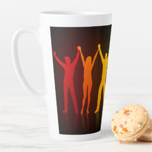 Caneca De Café Latte Seis silhuetas em pé de Slipperyjoe com braços lev