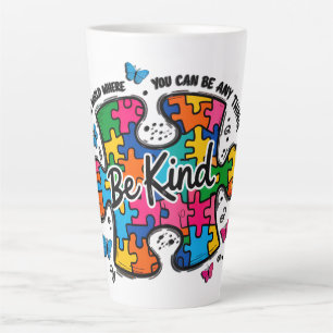 Caneca De Café Latte Seja Gentil/ Conscientização do Autismo