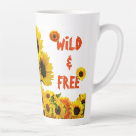 Caneca De Café Latte Seja um Girassol Selvagem e Livre
