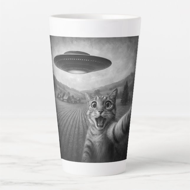 Caneca De Café Latte Selfie De Gato Com Presentes De Gato Engraçado De  (Frente)