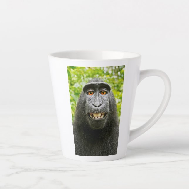 Caneca De Café Latte Selfie de Macaco (Direita)