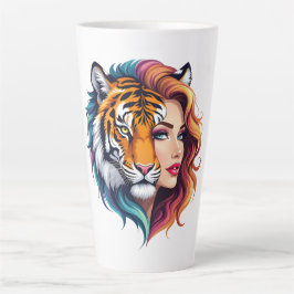 Caneca De Café Latte Selvagem Interior – Deusa do Espírito do Tigre.