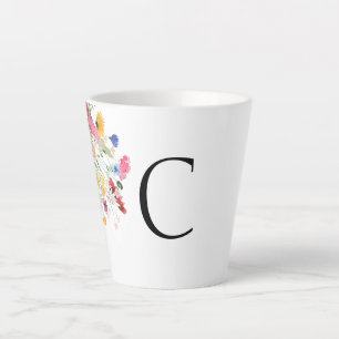 Caneca De Café Latte Selvagens Iniciais Personalizadas Coloridas
