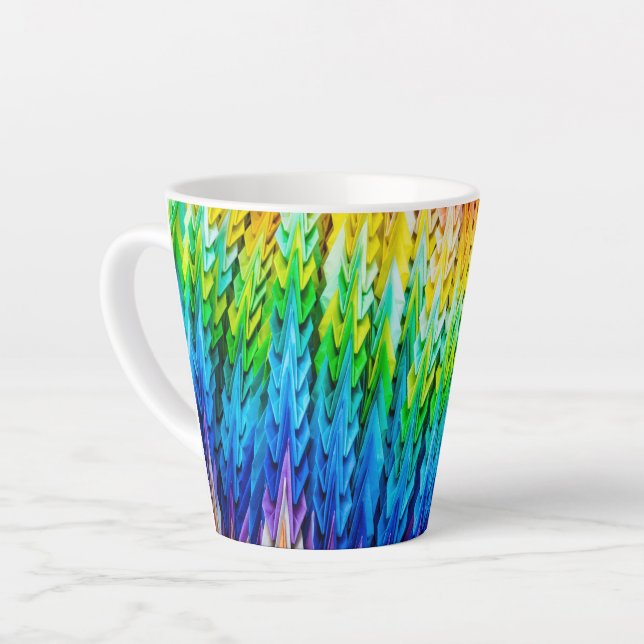 Caneca De Café Latte Senbazuru ou mil gruas origami (Ângulo esquerdo)